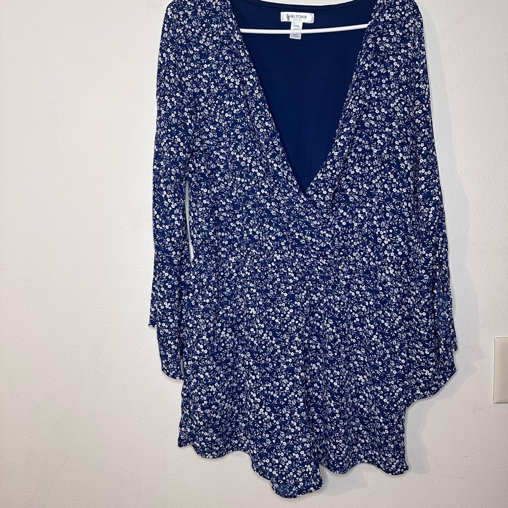 Arizona Jean Company Blue Floral Jumpsuit